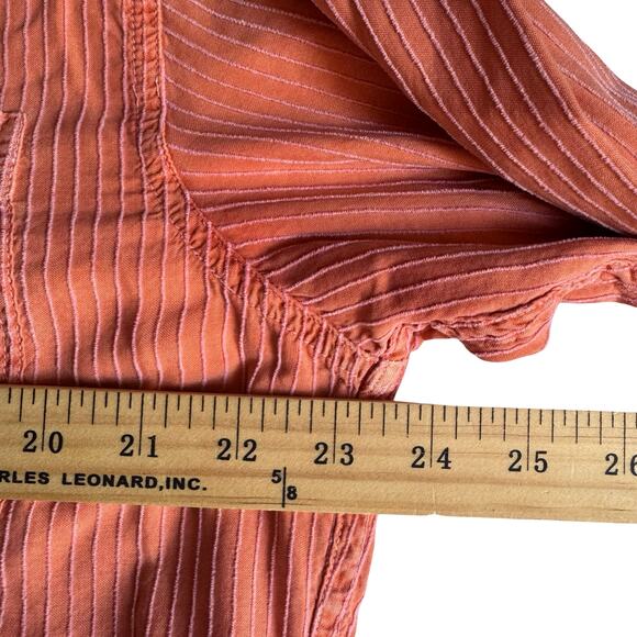 Tommy Bahama L Silk Blend Orange Stripe Shirt Mens L Unisex Beach Vibes - Picture 14 of 14